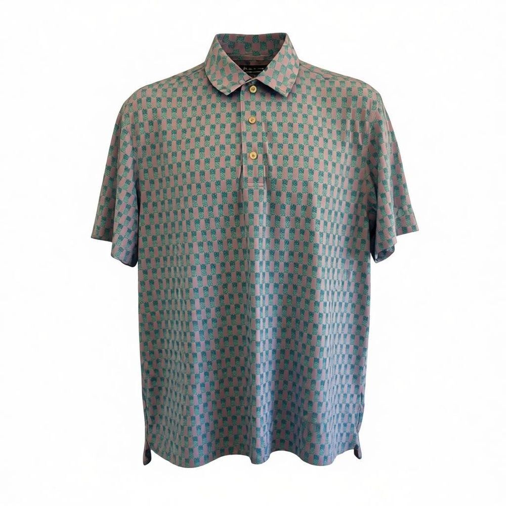 Chubbies Green and Pink Patterned Polo Shirt